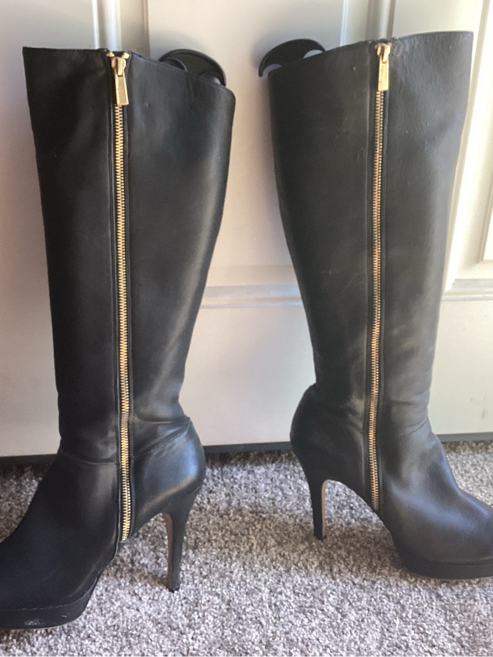 Vince Camuto Black knee high Boots with Gold Zipper